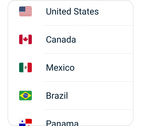 Veee connect step 2, choose VPN server location